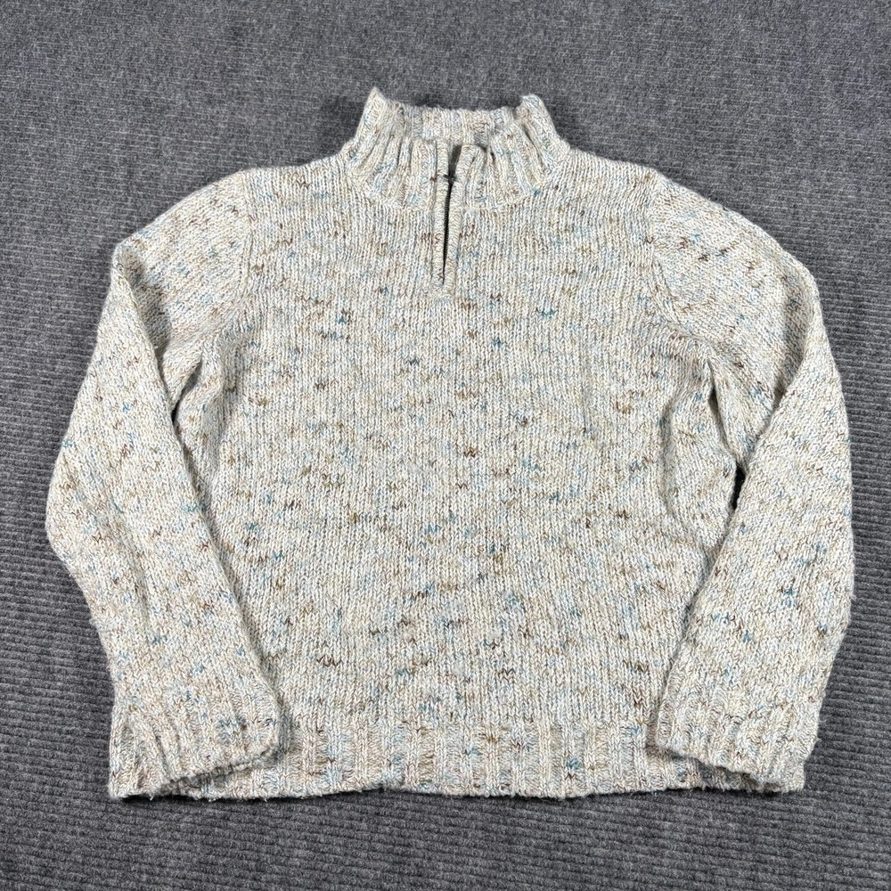 Croft & Barrow Quarter Zip Sweater Mens XL Cream Multi Excellent Chunky Knit